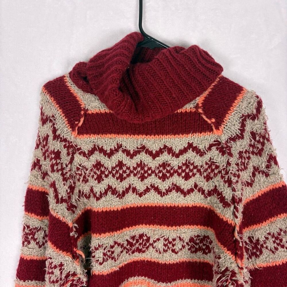 Free People Check Me Out in Holly Berry Combo Turtleneck Pullover Sweater Size S - Picture 9 of 14